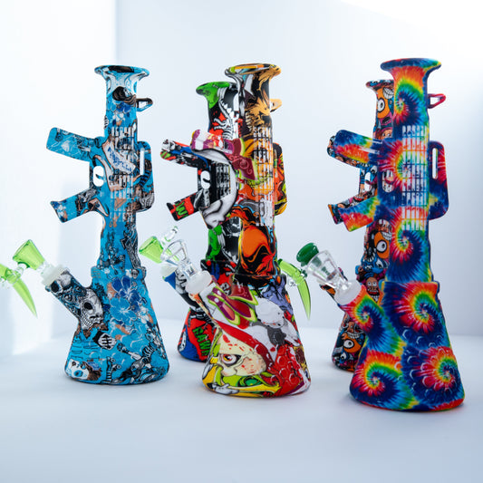 Rifle Style Water Pipe with Assorted Graphics